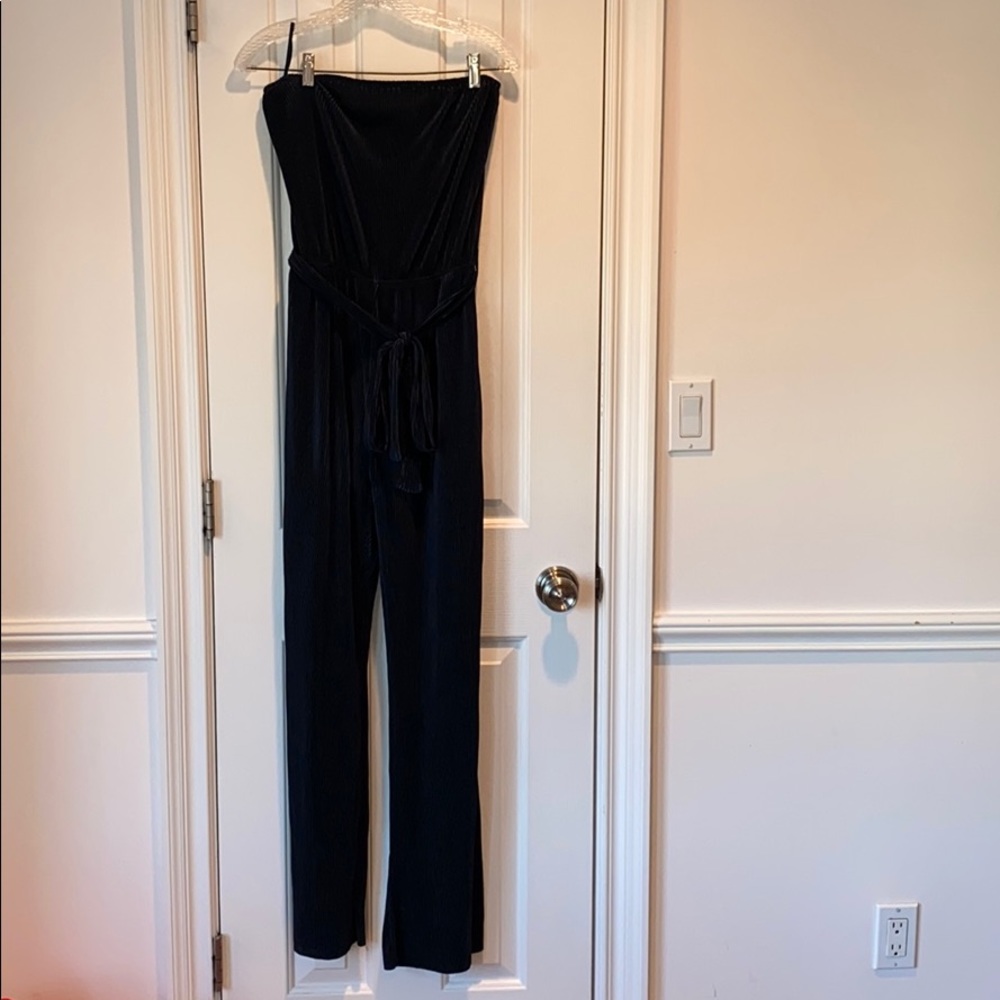 Ribbed strapless jumpsuit